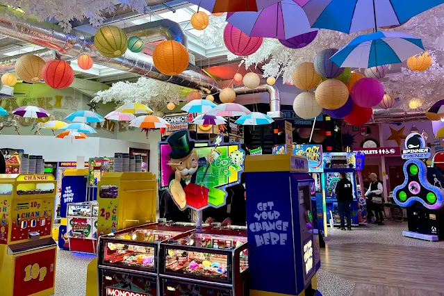 The family arcade at Haven Seashore with slot machines