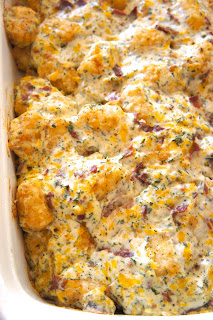 Cheddar, Bacon Ranch Tater Tot Casserole: Savory Sweet and Satsifying