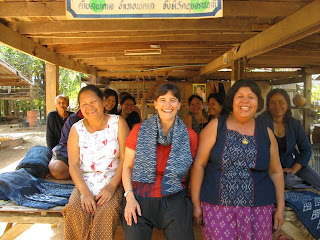 village women's weaving group in rural Thailand, specializing in natural indigo mudmee dyeing