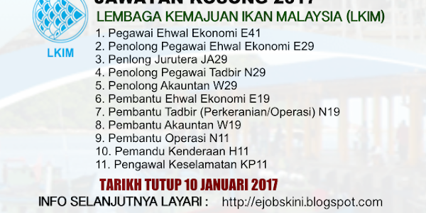 Jawatan Kosong Terkini di LKIM - 10 Januari 2017