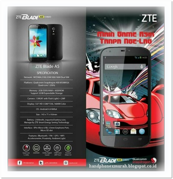 ZTE Blade A5 - HP 4G 1 Jutaan Ram 2GB Kamera 13MP