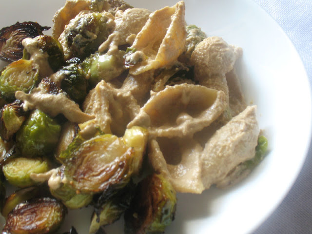 Vegan Cashew Alfredo Sauce  with Brussels and Pasta