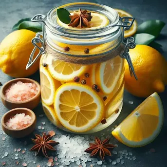 Preserved lemon slices with pink salt