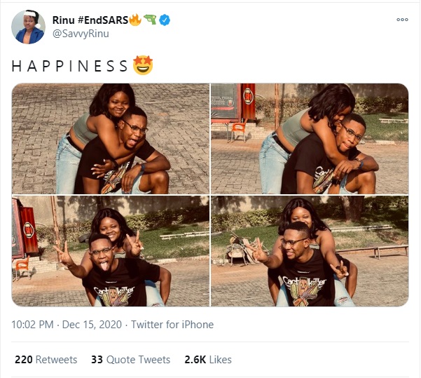 #EndSARS Convener, Savvy Rinu Shares Lovely Photos With Her Boyfriend