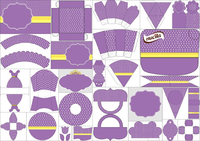 Cute Purple and Yellow Free Printable Kit.