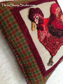 French Country Hen Punch Needle by Rose Clay - ThreeSheepStudio.com