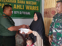 Satu Orang Ahli Waris Anggota TNI AD Terima Dana Watzah dari Kodim 0712 Tegal  