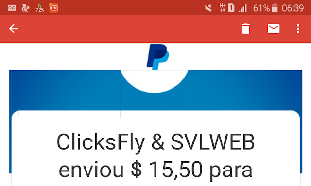 prova de pagamento do encurtador de links Clicksfly