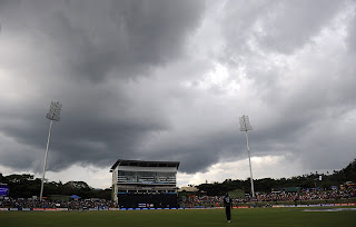 The murky skies in Pallekele brought heavy showers which delayed match proceedings, Pakistan v Zimbabwe, World Cup, Pallekele, March 14, 2011