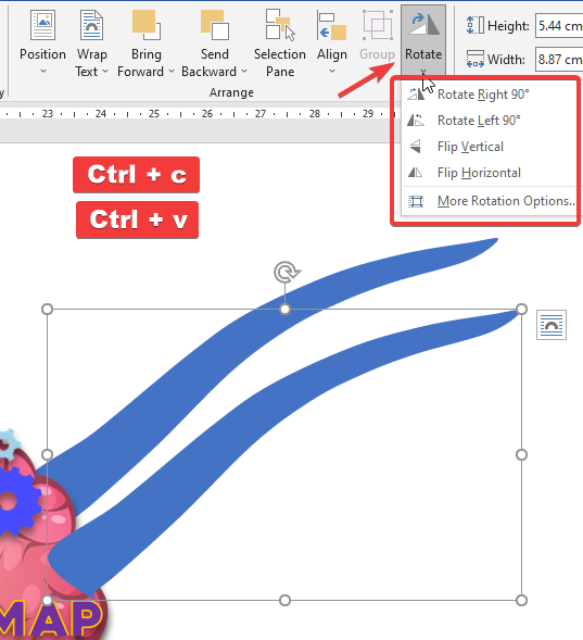 changing the orientation of the mind map lines