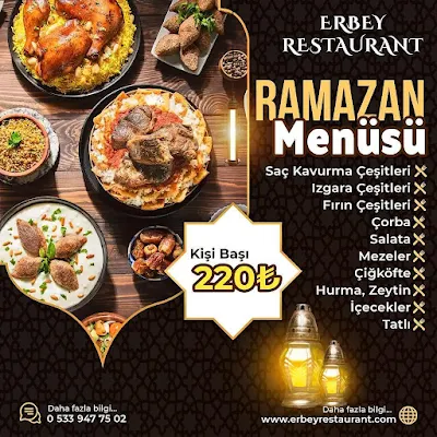 Erbey Restaurant Tarsus Mersin Ramazan 2023 İftar Menüleri ve Fiyatları