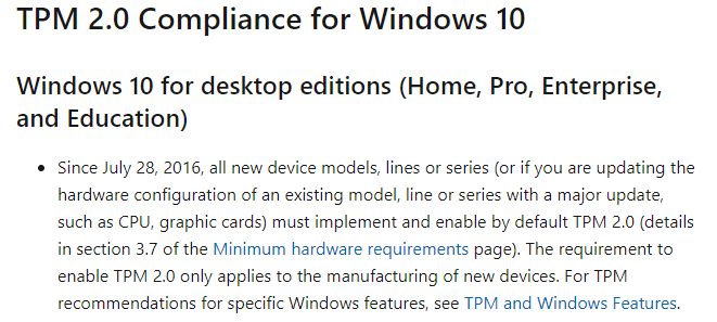 TPM 2.0 Compliance for Windows 10