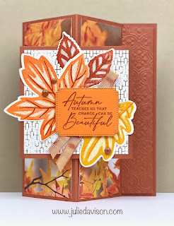 VIDEO: Stampin' Up! All About Autumn Leaves Vertical Easel Card | www.juliedavison.com #stampinup #allaboutautumn #funfold