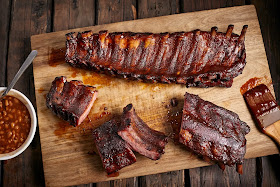 Easy to Smoke Barbeque Ribs   With Baked Beans And Quick Roast Potatoes  