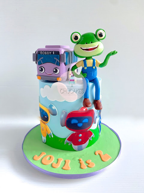 fondant cake frog gecko garage robot bus cartoon chucakes