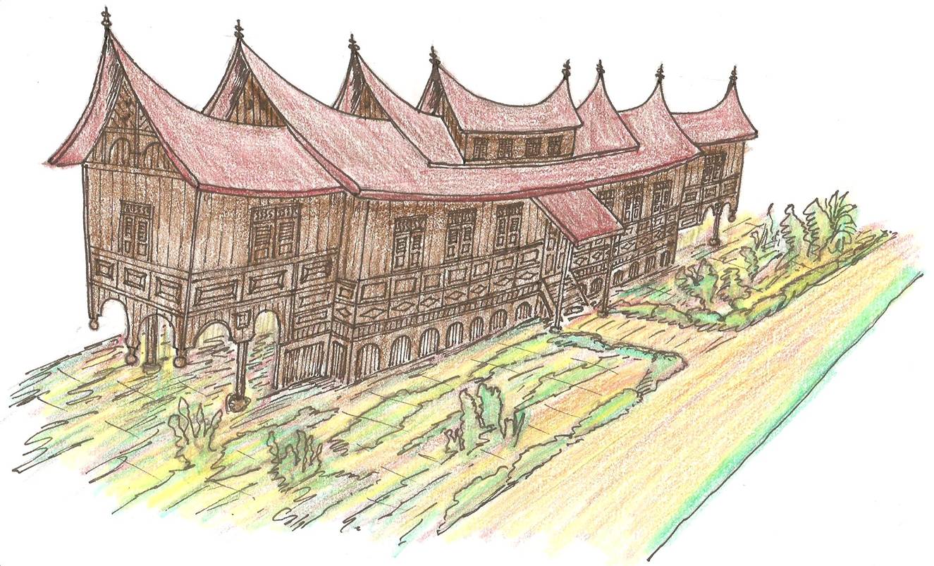 Gambar Sketsa  Rumah  Adat  Gadang Gambar Con