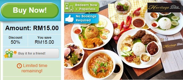 Heritage Village Nyonya Food Cash Voucher offer, groupon malaysia, discount, KL, Klang Valley