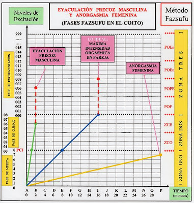 Sexuality of the New Age.  Fazsufu representation of ejaculation and  anorgasmia in the cartesian chart.