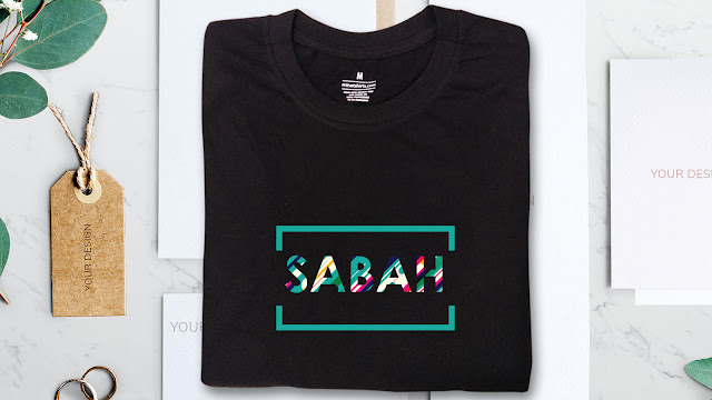 SCS043-BG035-P5-CTS Sabah T Shirt Design Sabah T shirt Printing Custom T Shirt Courier To Sabah Malaysia TOP VIEW