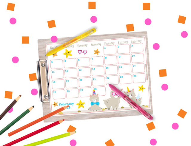 printable february 2018 planner, february calendar, planner printable, free planner, free printables, free calendar printables, calendar for boys, calender in Kawaii style, cute calendar, Happy with Printables calendar