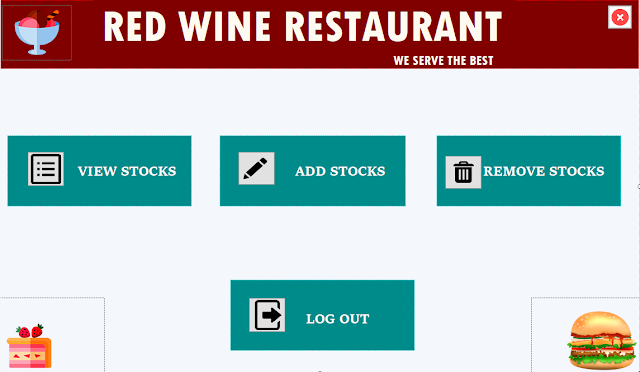 Home page of Restaurant Management System