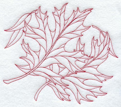 Leaf embroidery design filling with RUN stitch effect