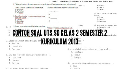 Contoh Soal UTS SD Kelas 2 semester 2 Kurikulum 2013