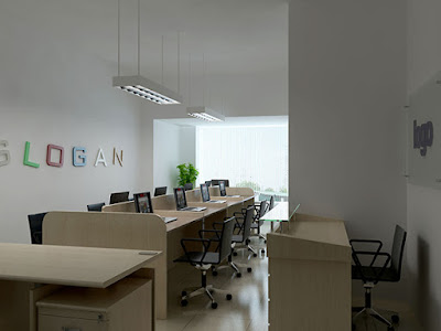 Thiết kế không gian làm việc với bàn ghế văn phòng 