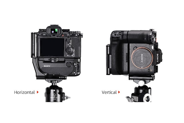 Sunwayfoto PSL-α1G L Bracket on SONY α1 landscape and portrait mode