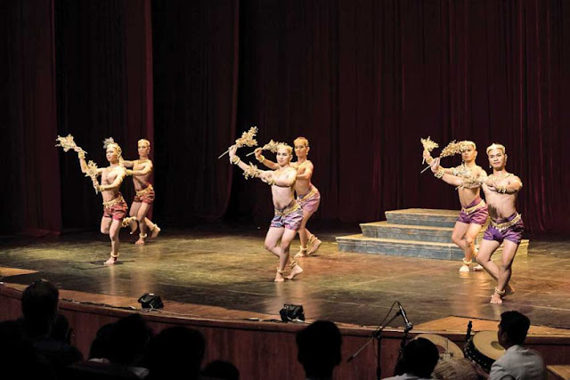 An all-male dance troupe perform a traditional Khmer dance at a performance theatre earlier this year. Nobuyuki Arai