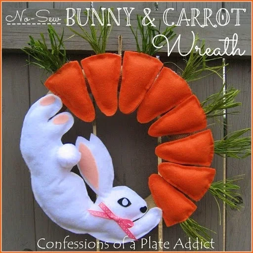 CONFESSIONS OF A PLATE ADDICT No-Sew Bunny & Carrot Wreath