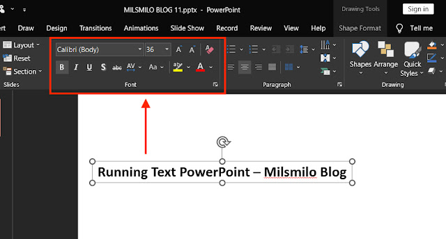 Cara membuat tulisan berjalan running text di powerpoint, cara membuat tulisan berjalan di powerpoint, cara membuat running text di powerpoint, cara membuat tulisan berjalan di ppt, cara membuat tulisan bergerak di ppt