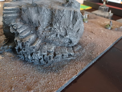 DnD terrain piece-- stone steps carved out of foam and painted