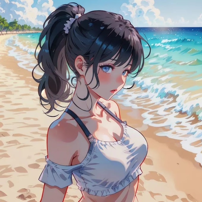 Anime Girl Image On Beach