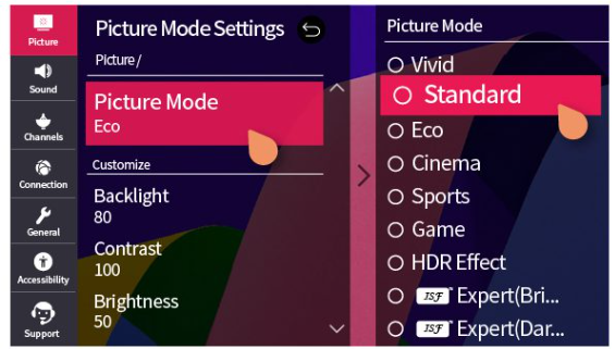 Điều chỉnh cài đặt TV