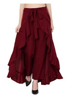 Trendey Tiska Maroon Ruffled Plazzo