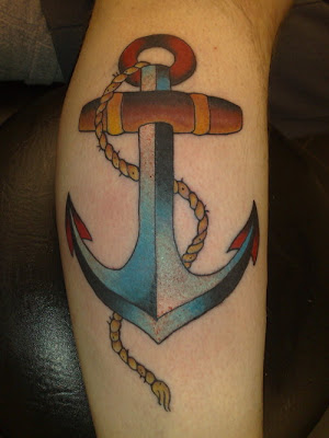 anchor tattoo. Colorful anchor tattoo.