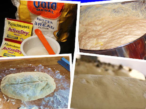 collage of how to make Italian bread dough