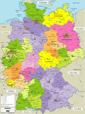 Map of Germany with cities