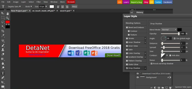 Photoshop gratis online-creare banner in 5 minute