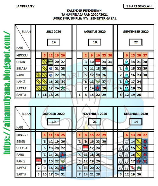  KALENDER  PENDIDIKAN  PROVINSI JAWA  TENGAH  TAHUN PELAJARAN 