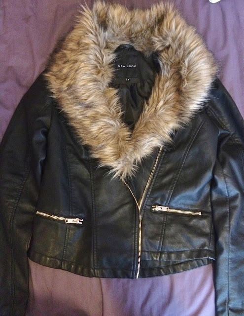 New Look fluffy leather jacket