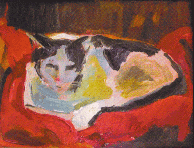 Heinz Tetzner, Katze Momo, Öl auf Leinwand, 2006