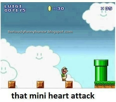 Super Mario - That Mini Heart Attack - standing on the edge of a brick