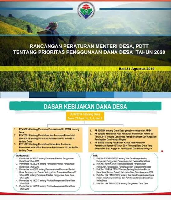  PermendesPDTT Nomor 11 Tahun 2019 Tentang Prioritas Penggunaan Dana Desa Tahun 2020