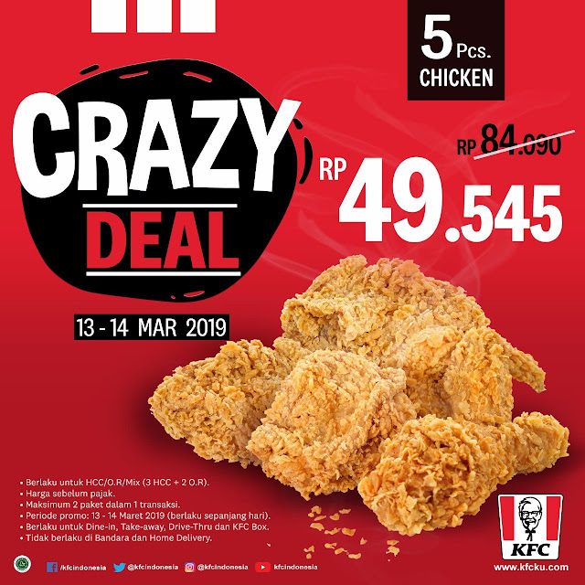 #KFC - #Promo Crazy Deal Dapatkan 5 Ayam Hanya 49 Ribuan (s.d 14 Maret 2019)