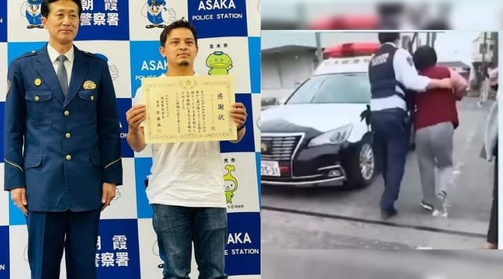 Emil Reboja Vega received a citation from authorities in Asaka City, Japan