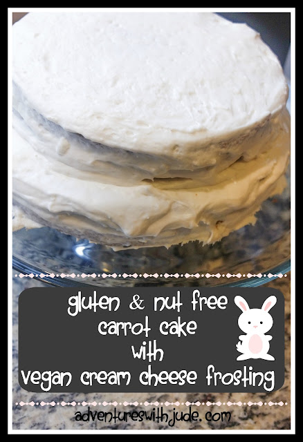 Gluten and nut free carrot cake with vegan cream cheese frosting