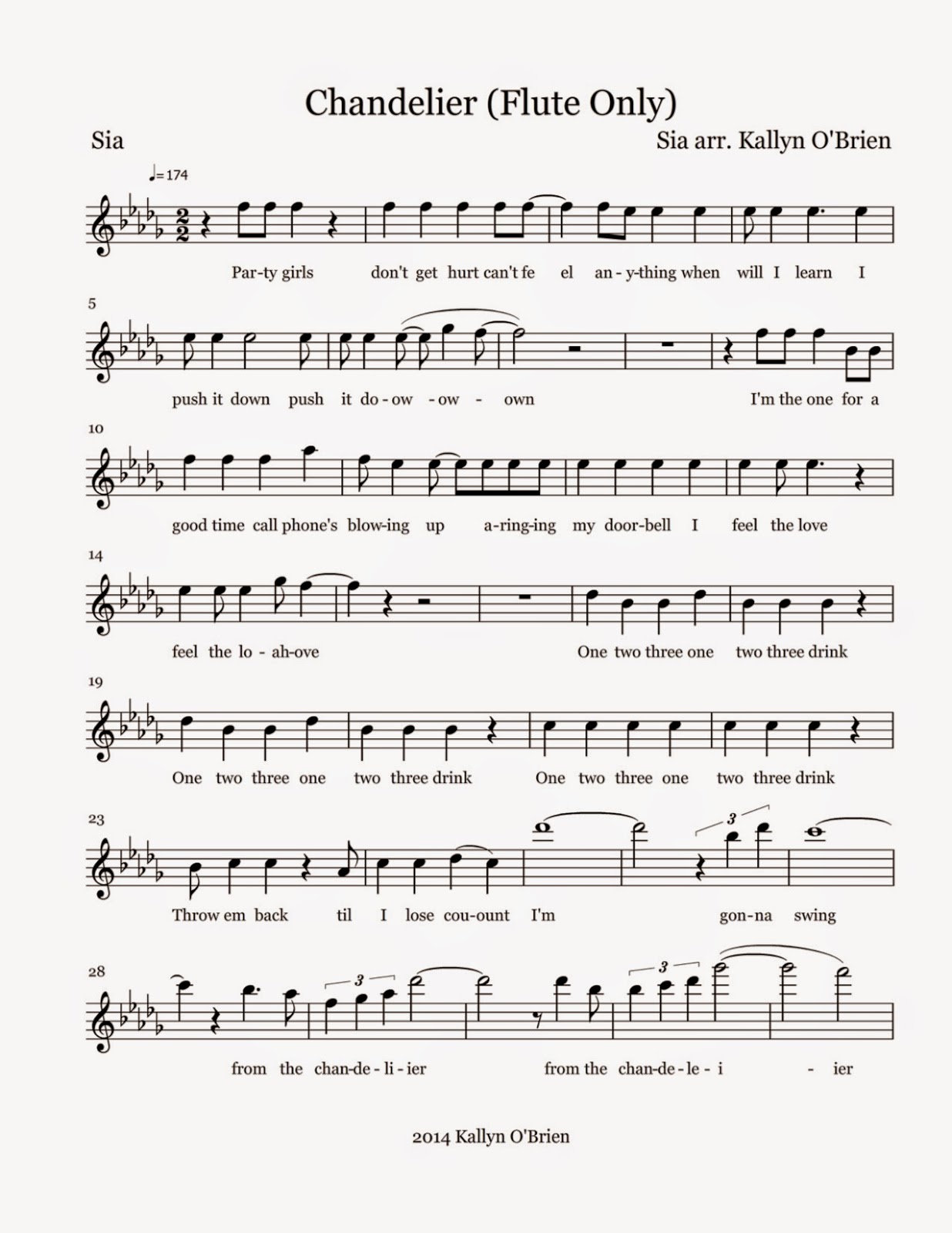 Flute Sheet Music: J