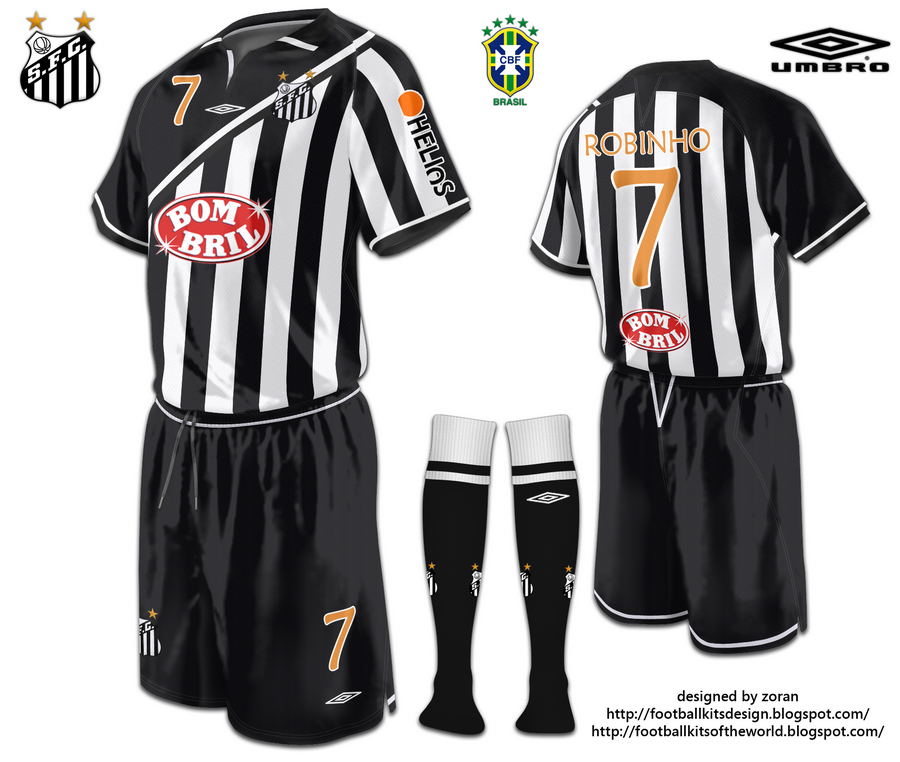 The away kit is also traditional for Santos FC black and white shirt 